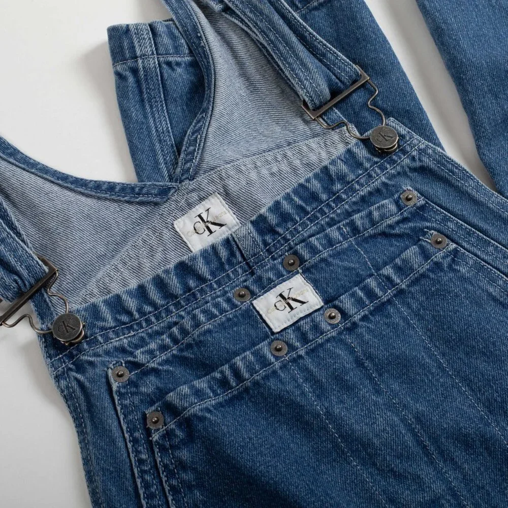 Calvin Klein Denim Overalls Pants tapered slim leg Size Small - Picture 6 of 12